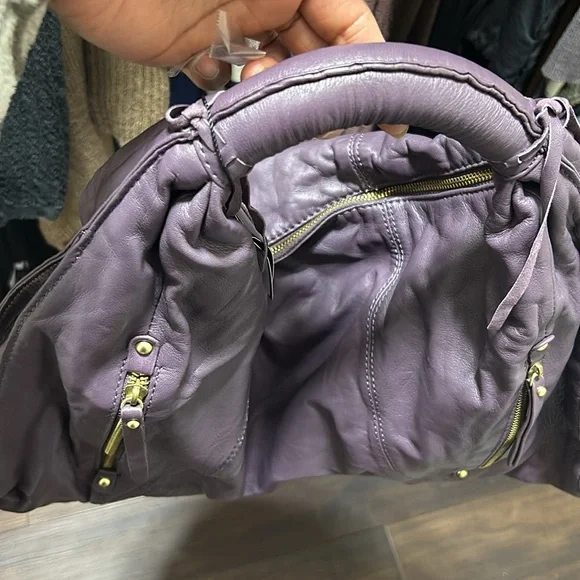 Luxe Unique Purple Leather Handbag - Picture 6 of 14